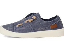 Blowfish Malibu Beachside Slip On Shoes Navy Twill Fabric Clearance