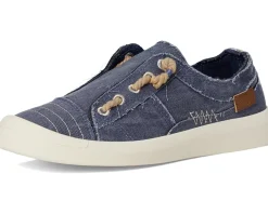 Blowfish Malibu Beachside Slip On Shoes Navy Twill Fabric Clearance