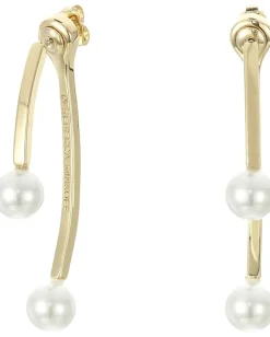 Rebecca Minkoff Bead Front/Back Hoop Earrings 12K with Pearl Best