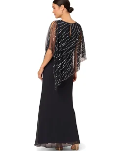 Adrianna Papell Beaded Popover Midi Dress Midnight Online