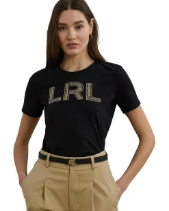 Lauren Ralph Lauren Beaded-logo Cotton Jersey Tee Black Best