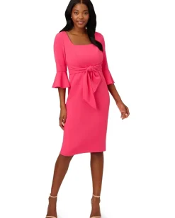 Adrianna Papell Bell Sleeve Tie Front Dress Camellia Clearance