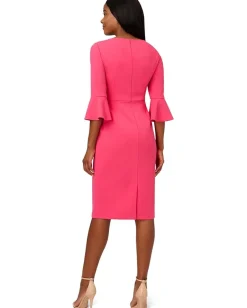 Adrianna Papell Bell Sleeve Tie Front Dress Camellia Clearance