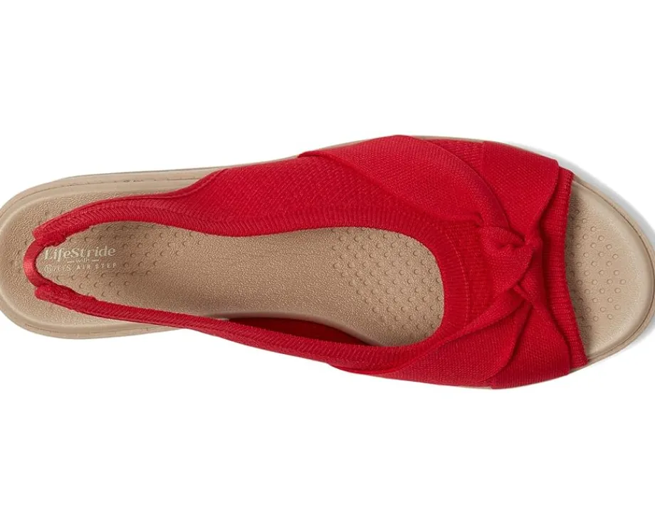 LifeStride Bell Slingbacks Fire Red Knit Fabric Outlet