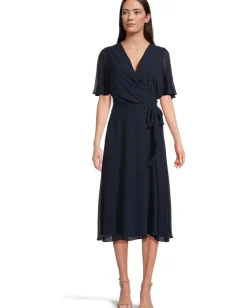 Women Lauren Ralph Lauren Belted Georgette Dress