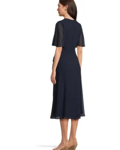 Women Lauren Ralph Lauren Belted Georgette Dress