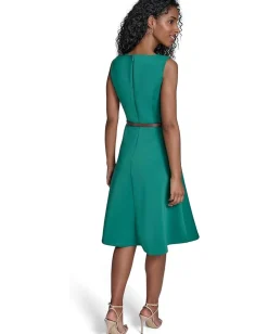 Calvin Klein Belted Scuba Fit And Flare Meadow Clearance