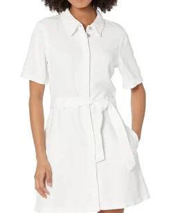 7 For All Mankind Belted Shirtdress Brilliant White