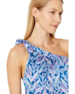 Lilly Pulitzer Bexler One Shoulder Top Barton Blue Star Gazing Clearance