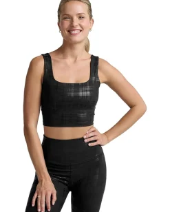 Beyond Yoga Beyond The Studio High Cropped Tank Plaid Foil Black Clearance