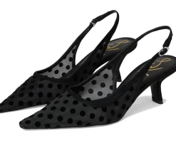 Sam Edelman Bianka Sling 3 Black Polka Dot Mesh New