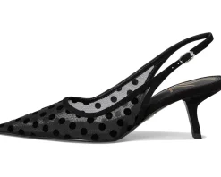 Sam Edelman Bianka Sling 3 Black Polka Dot Mesh New