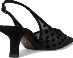 Sam Edelman Bianka Sling 3 Black Polka Dot Mesh New