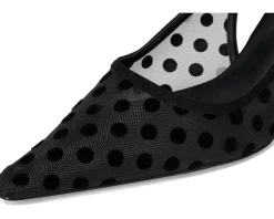 Sam Edelman Bianka Sling 3 Black Polka Dot Mesh New