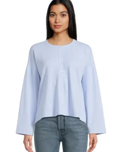 Madewell Bombay Long Sleeve Henley Peri Blue Discount
