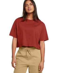 Under Armour Boxy Crop Logo Short Sleeve T Shirt Earthen Orange/Black Sale