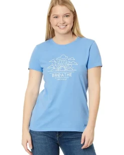 Life is Good Breathe Sunflower Sunrise Short Sleeve Crusher™ Tee Cornflower Blue Best