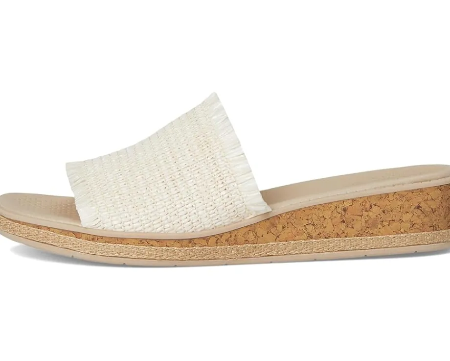 LifeStride Breezy Slides Natural Stretch Raffia Fabric