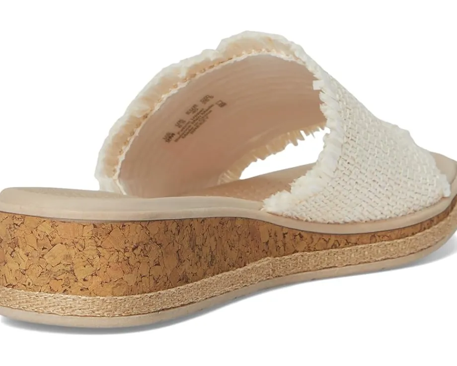 LifeStride Breezy Slides Natural Stretch Raffia Fabric
