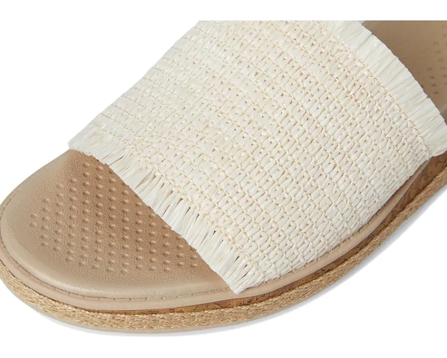 LifeStride Breezy Slides Natural Stretch Raffia Fabric