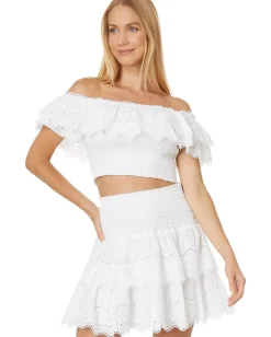 Lilly Pulitzer Brexley Eyelet Set Resort White Ocean Waves Eyelet Best