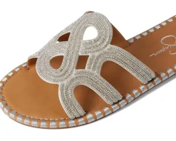 Jessica Simpson Bria Flat Woven Sandals Silver Clearance