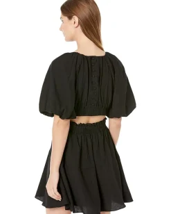 Women MOON RIVER Bubble Sleeve Back Cutout Mini Dress