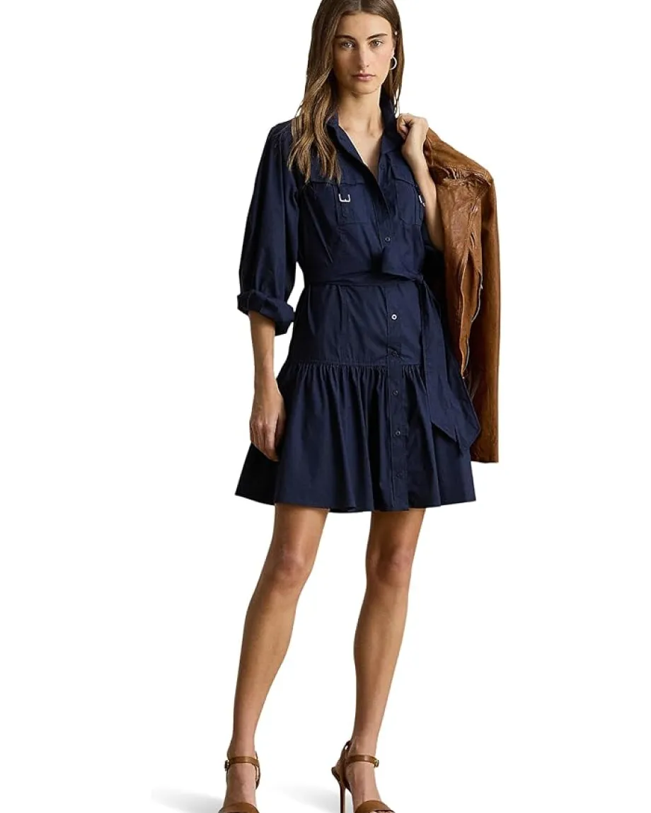 Women Lauren Ralph Lauren Buckle-Trim Cotton-Blend Dress