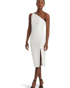 Lauren Ralph Lauren Buckle-Trim One-Shoulder Cocktail Dress White Online