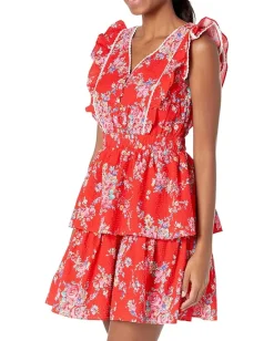 Betsey Johnson Bush Gardens Seersucker Mini Dress Red Sale