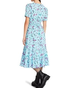 Betsey Johnson Butterfly Dance Cotton Voile Midi Dress Beachy Blue Best