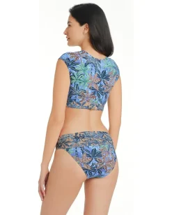 Bleu Rod Beattie By the Sea Tie Front Cap Sleeve Top Navy Multi Best