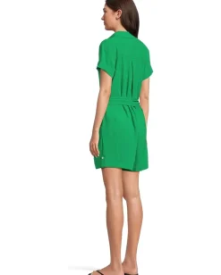 Women BECCA Cabana Textured Button Front Romper cover-up