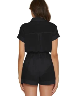 Women BECCA Cabana Textured Button Front Romper cover-up