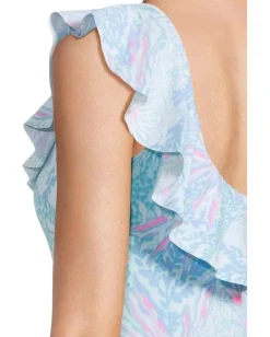 Lilly Pulitzer Caelum Ruffle One-Piece Multi Via Del Mar Engineered One Piece New