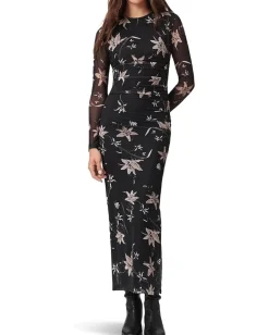 AllSaints Caia Mesh Dress Petra Sepia Brown