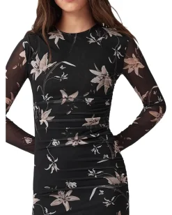 AllSaints Caia Mesh Dress Petra Sepia Brown