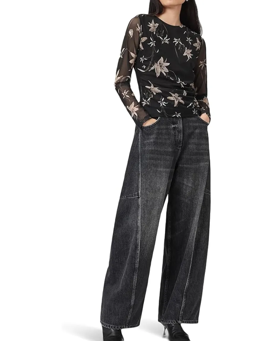 AllSaints Caia Mesh Top Petra Sepia Brown