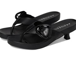 Aerosoles Calvin Black Leather With Black Enamel Heel New