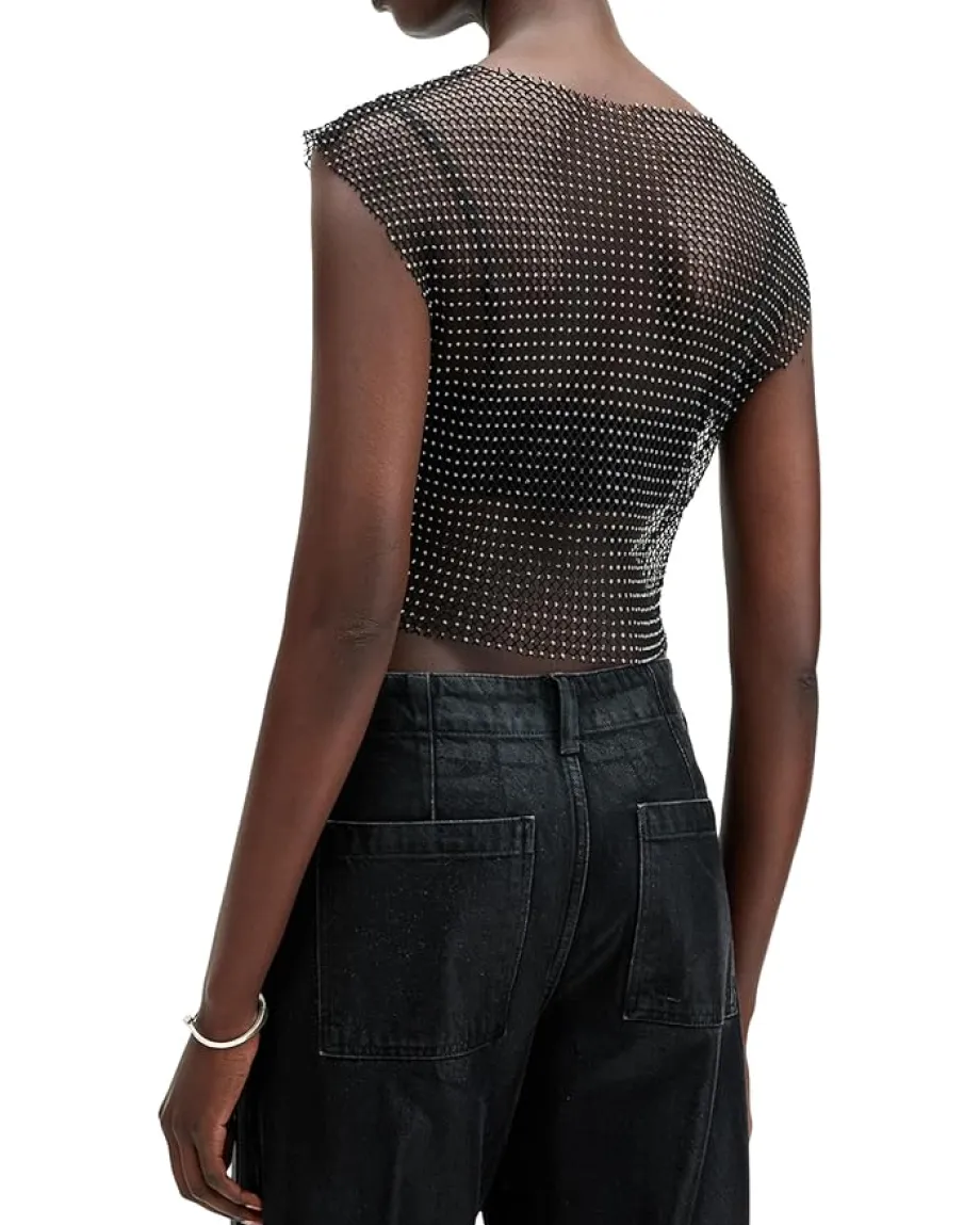 AllSaints Calytrix Sparkle Top Black Hot