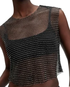 AllSaints Calytrix Sparkle Top Black Hot