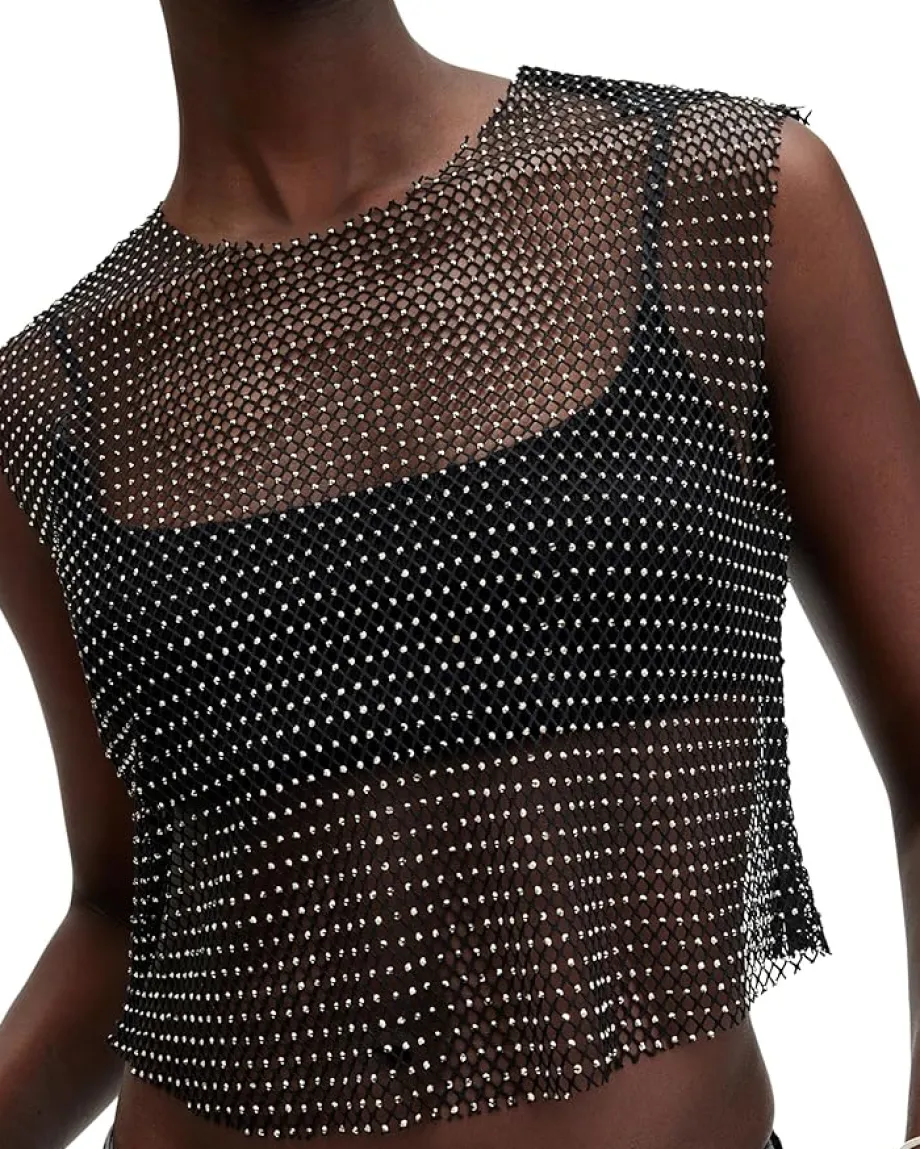 AllSaints Calytrix Sparkle Top Black Hot