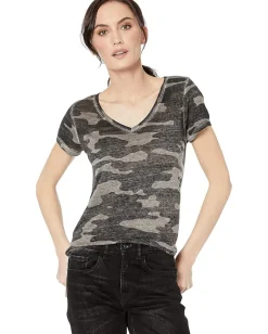 Women Lucky Brand Camo Burnout Tee