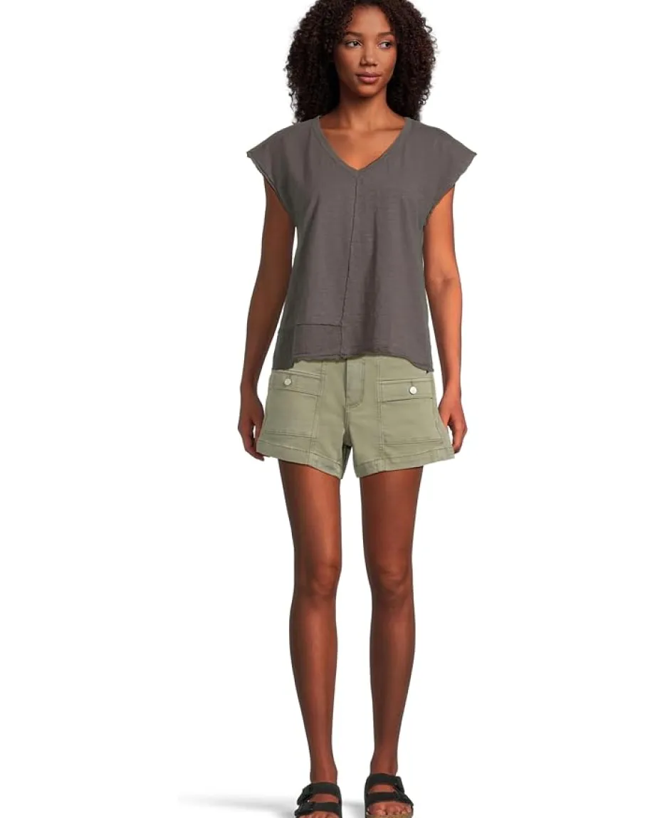 Mod-o-doc Cap Dolman Sleeve Mix Media Top Washed Ebony Online