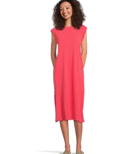 Mod-o-doc Cap Sleeve Column Dress with Side Slits Glazed Cherry Outlet