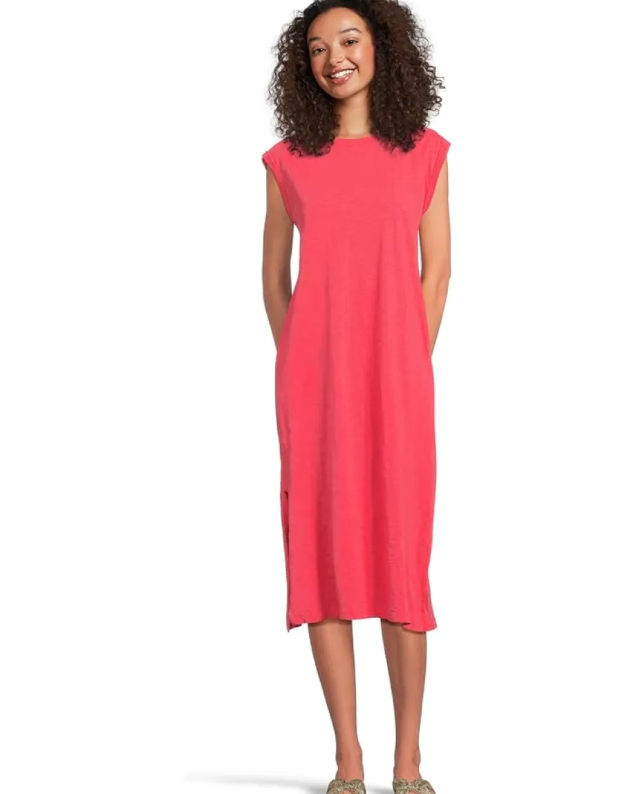 Mod-o-doc Cap Sleeve Column Dress with Side Slits Glazed Cherry Outlet