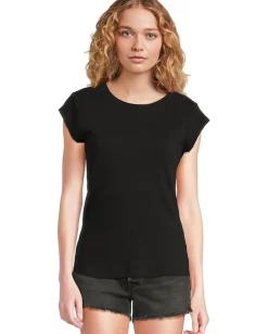 Mod-o-doc Cap Sleeve Crew Neck Slim Tee Black Online