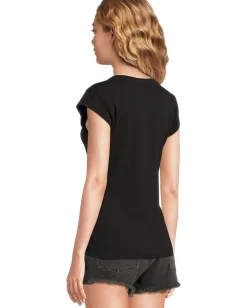 Mod-o-doc Cap Sleeve Crew Neck Slim Tee Black Online