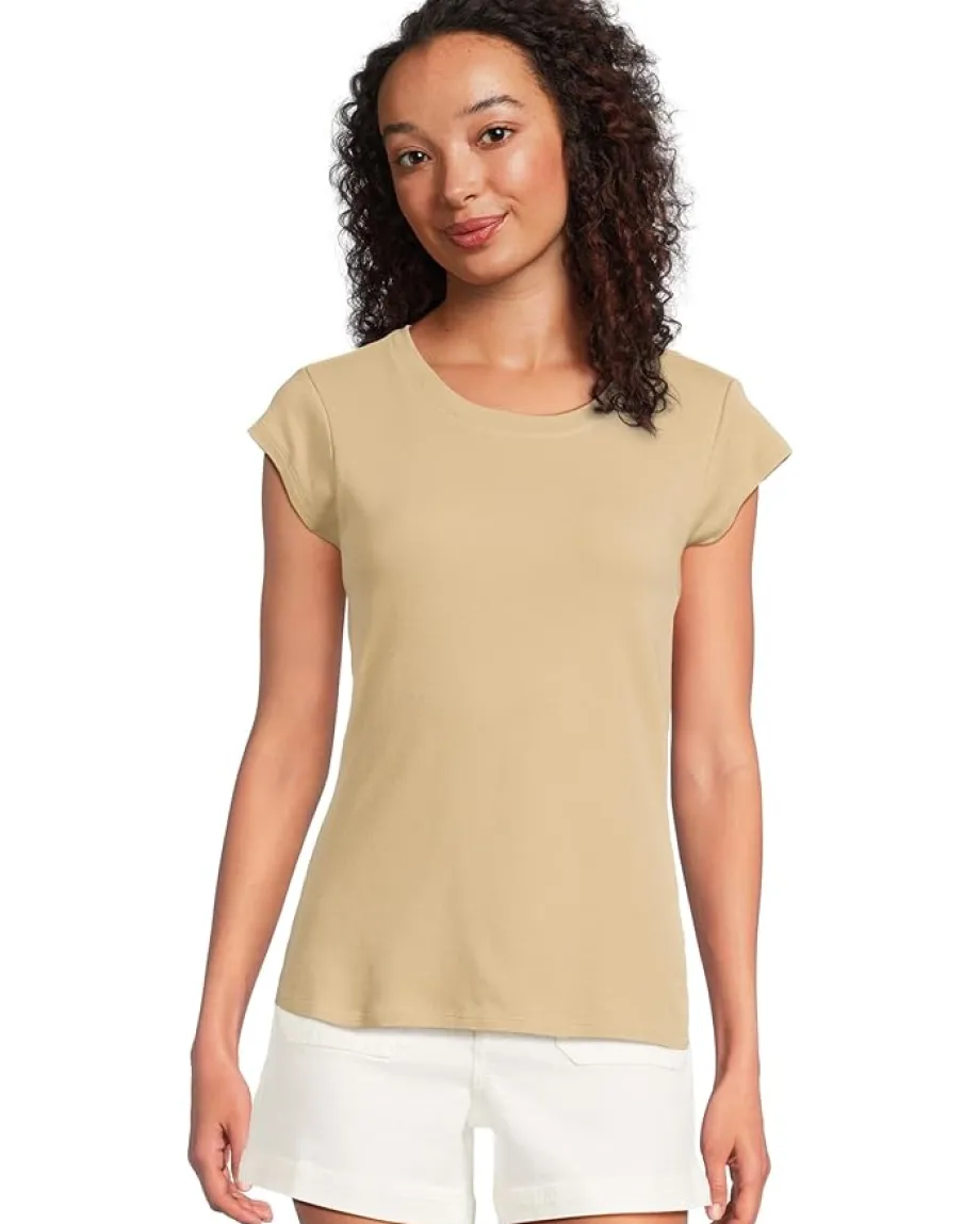 Women Mod-o-doc Cap Sleeve Crew Neck Slim Tee