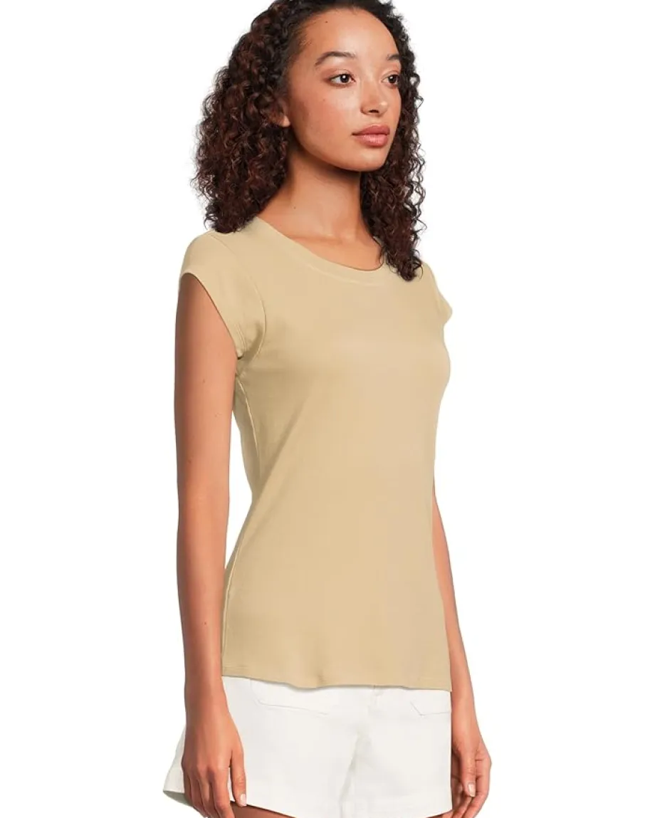 Women Mod-o-doc Cap Sleeve Crew Neck Slim Tee